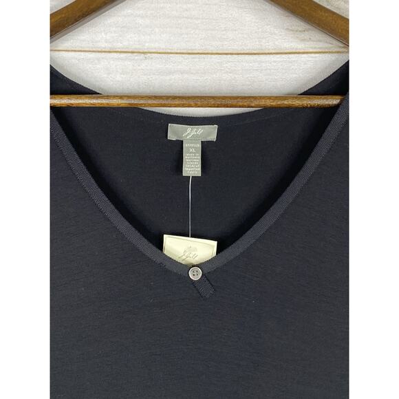 J Jill Dress Sz XL Black Stretch Midi Belted Sleeveless Soft Knit V Neck NWT - Picture 3 of 9